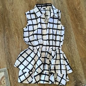 Black and white sleeveless top